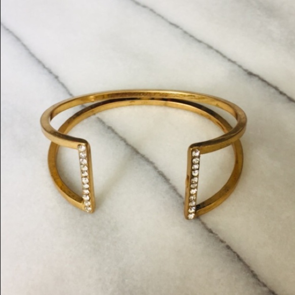 J.Crew Open Cuff With Crystal Accents ANTIQUE GOLD